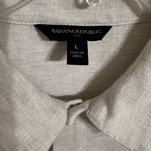 Banana Republic Light Cream Short Sleeve Button-Up Shirt Men's Size L - Picture 3 of 4
